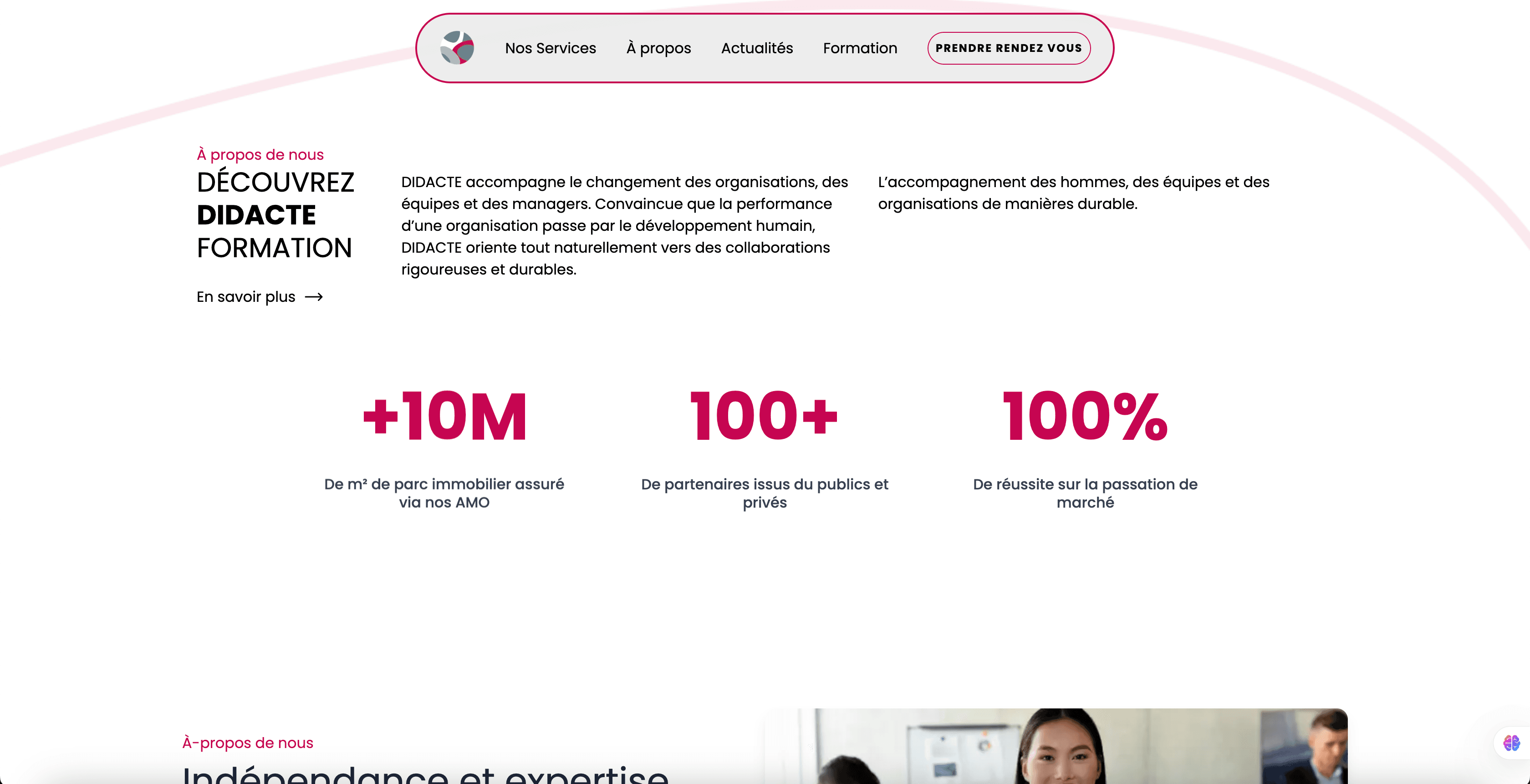 Section à propos et chiffres clés