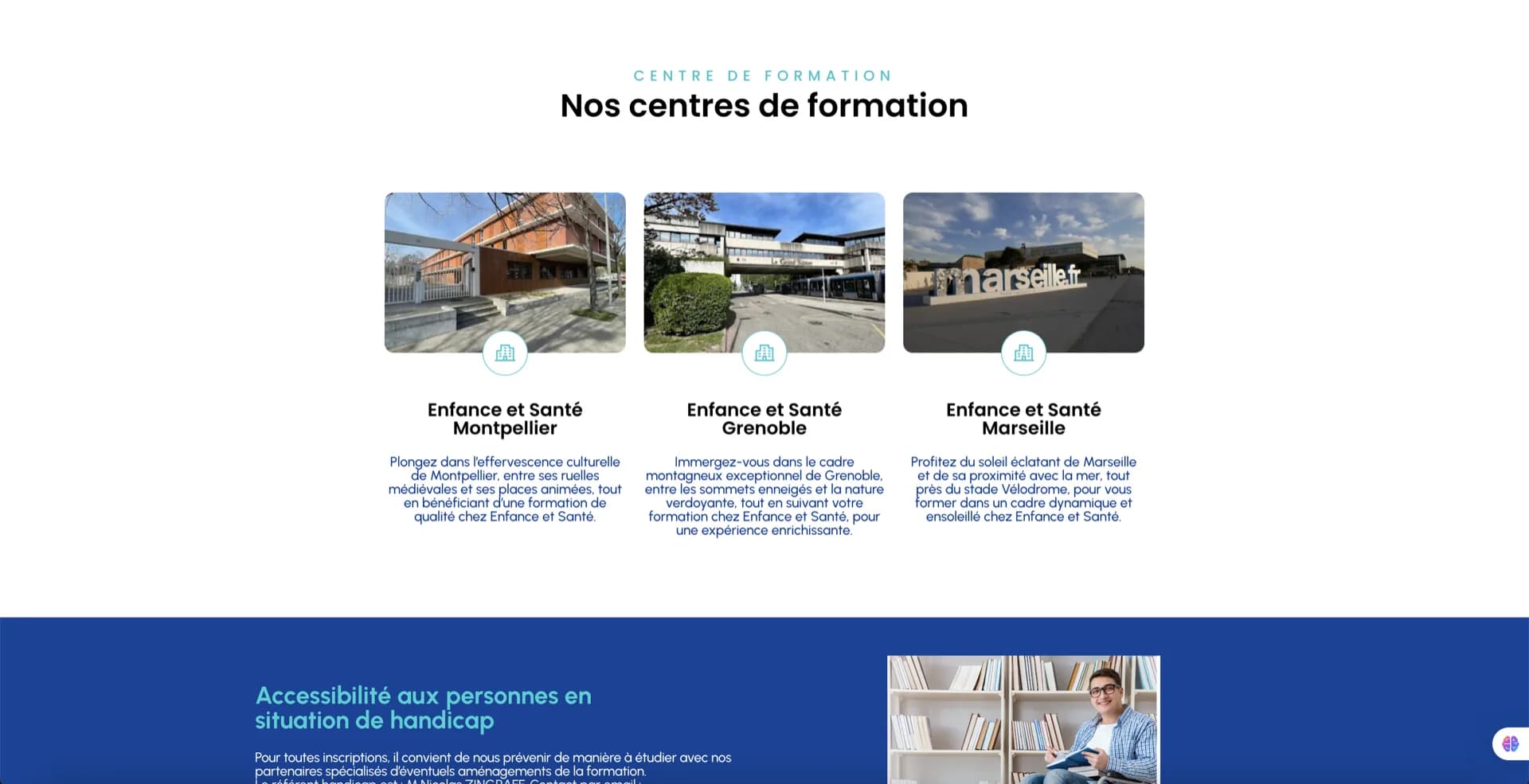 Section centres de formation - Montpellier, Grenoble, Marseille