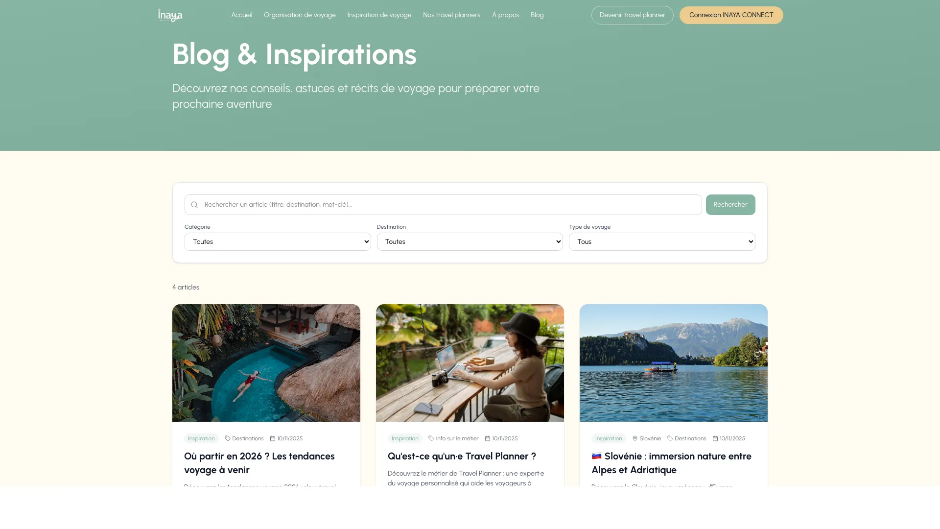 Inaya — blog éditorial et site web automatisé