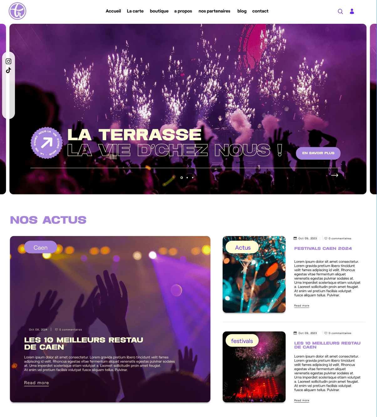 Page d'accueil du site La Terrasse