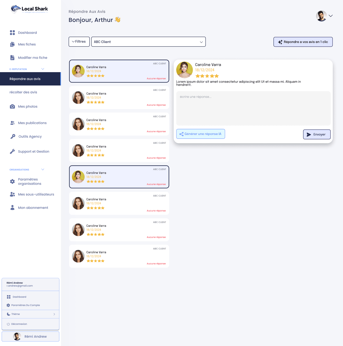 Système de filtrage avancé avec sélection de période et critères