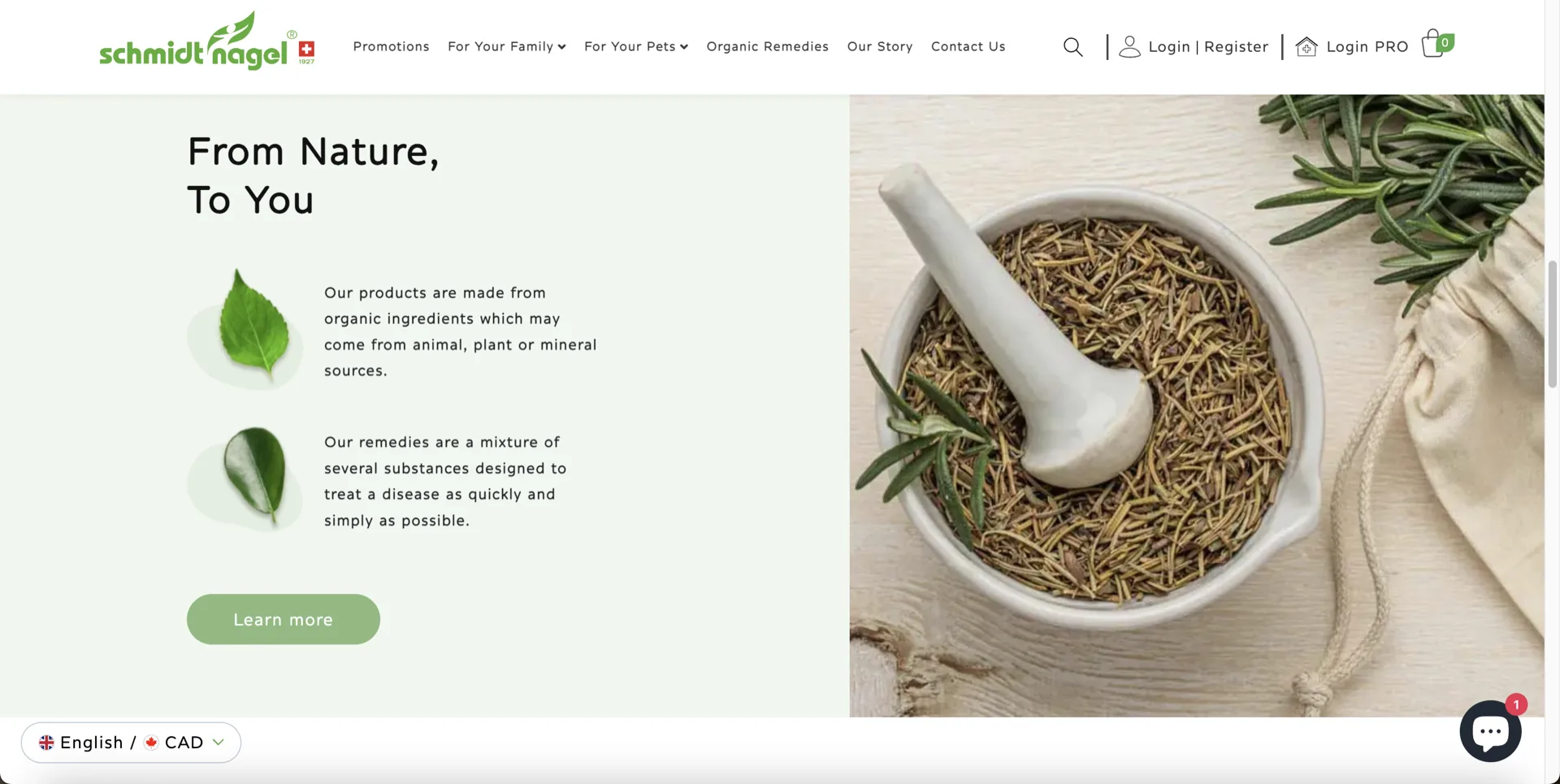 E-commerce Schmidt Nagel — univers de marque "From Nature, To You"